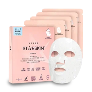 STARSKIN CLOSE-UP FIRMING BIO-CELLULOSE FACE MASK Stangrinamosios bioceliuliozinės veido kaukės odos elastingumui ir glotnumui puoselėti, 3+1
