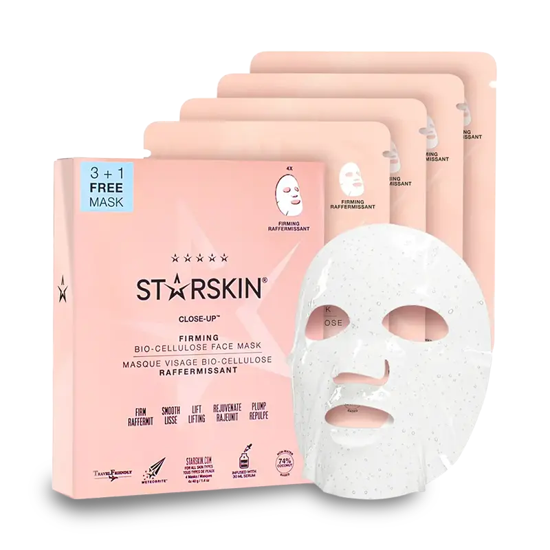 STARSKIN CLOSE-UP FIRMING BIO-CELLULOSE FACE MASK Stangrinamosios bioceliuliozinės veido kaukės odos elastingumui ir glotnumui puoselėti, 3+1 STARSKIN CLOSE-UP FIRMING BIO-CELLULOSE FACE MASK Stangrinamosios bioceliuliozinės veido kaukės odos elastingumui ir glotnumui puoselėti, 3+1