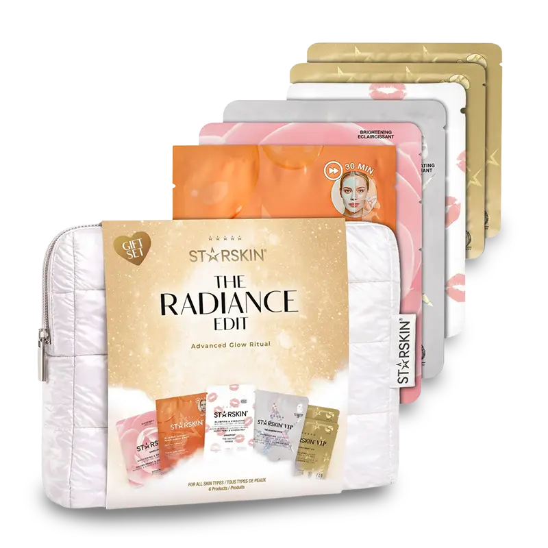 STARSKIN THE RADIANCE EDIT GIFT SET Veido, paakių ir lūpų priežiūros dovanų rinkinys odos drėkinimui ir švytėjimui