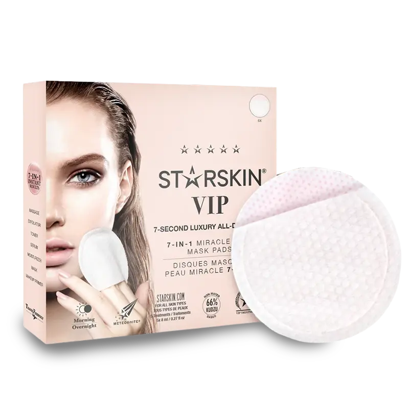 STARSKIN VIP 7 SECOND LUXURY ALL DAY MASK Daugiafunkciai veido priežiūros diskeliai odos valymui, šveitimui, drėkinimui ir glotninimui