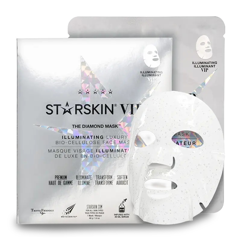 STARSKIN VIP THE DIAMOND MASK Skaistinamoji ir drėkinamoji bioceliuliozinė veido kaukė su deimantų milteliais odos švytėjimui STARSKIN VIP THE DIAMOND MASK Skaistinamoji ir drėkinamoji bioceliuliozinė veido kaukė su deimantų milteliais odos švytėjimui