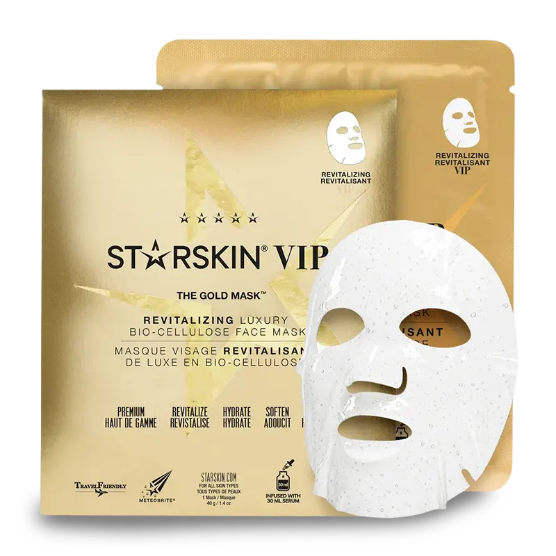 STARSKIN VIP THE GOLD MASK Drėkinamoji ir stangrinamoji bioceliuliozinė veido kaukė su auksu ir augaliniais ekstraktais STARSKIN VIP THE GOLD MASK Drėkinamoji ir stangrinamoji bioceliuliozinė veido kaukė su auksu ir augaliniais ekstraktais