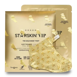 STARSKIN VIP THE GOLD MASK FOOT Šildomosios pėdų kaukės su taukmedžių sviestu ir rožių ekstraktais intensyviam odos drėkinimui ir minkštinimui