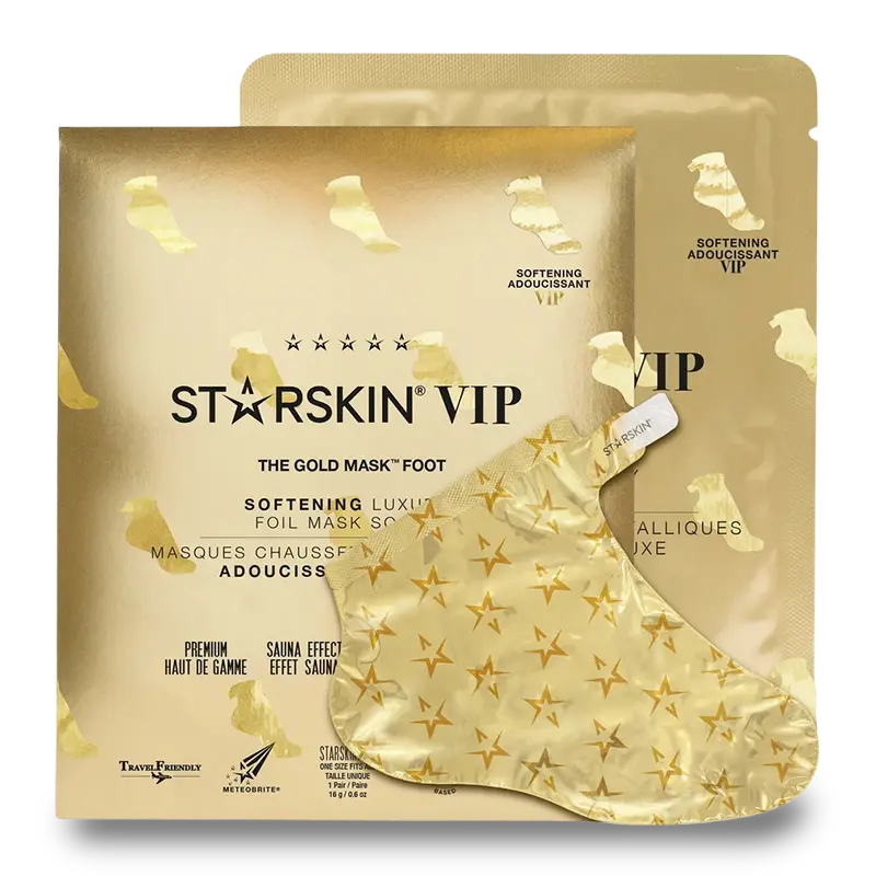 STARSKIN VIP THE GOLD MASK FOOT Šildomosios pėdų kaukės su taukmedžių sviestu ir rožių ekstraktais intensyviam odos drėkinimui ir minkštinimui STARSKIN VIP THE GOLD MASK FOOT Šildomosios pėdų kaukės su taukmedžių sviestu ir rožių ekstraktais intensyviam odos drėkinimui ir minkštinimui