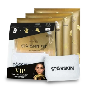 STARSKIN VIP THE GOLD MASK GIFT SET Prabangus veido, rankų ir pėdų priežiūros dovanų rinkinys su auksinėmis kaukėmis ir plaukų juosta