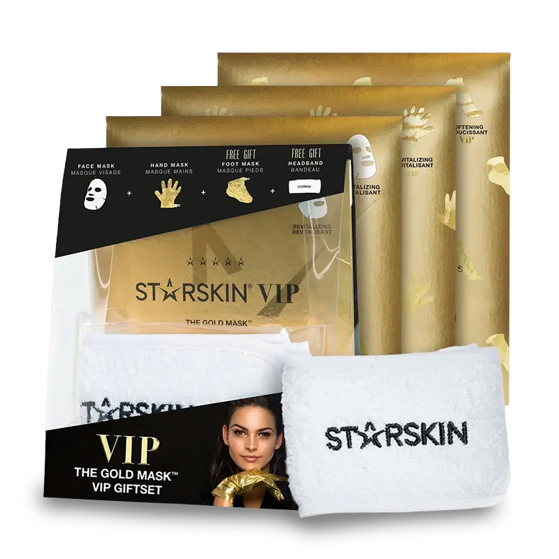 STARSKIN VIP THE GOLD MASK GIFT SET Prabangus veido, rankų ir pėdų priežiūros dovanų rinkinys su auksinėmis kaukėmis ir plaukų juosta STARSKIN VIP THE GOLD MASK GIFT SET Prabangus veido, rankų ir pėdų priežiūros dovanų rinkinys su auksinėmis kaukėmis ir plaukų juosta