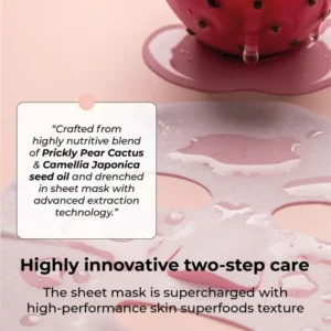 STARSKIN ORGLAMIC PINK CACTUS HYDRATE + GLOW 2 STEP OIL SHEET MASK Dviejų etapų drėkinamoji ir skaistinamoji veido kaukė su kaktusų ir kamelijų aliejais