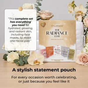 STARSKIN THE RADIANCE EDIT GIFT SET Veido, paakių ir lūpų priežiūros dovanų rinkinys odos drėkinimui ir švytėjimui
