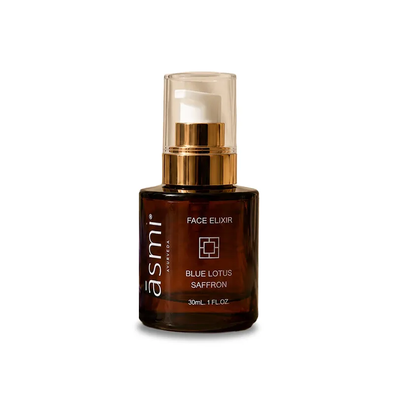 ASMI FACE ELIXIR Ajurvedinis veido aliejus su šafranu, mėlynuoju lotosu ir raudonuoju sandalmedžiu