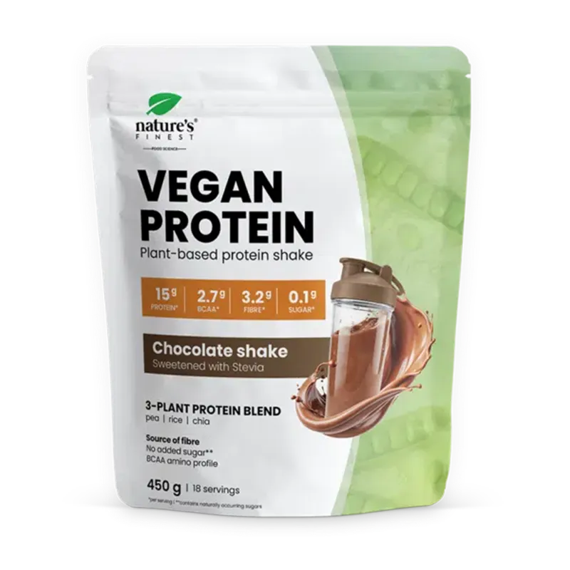 NATURE'S FINEST CHOCOLATE 63% PROTEIN SHAKE Veganiški šokolado skonio proteino (baltyminio) kokteilio milteliai NATURE'S FINEST CHOCOLATE 63% PROTEIN SHAKE Veganiški šokolado skonio proteino (baltyminio) kokteilio milteliai
