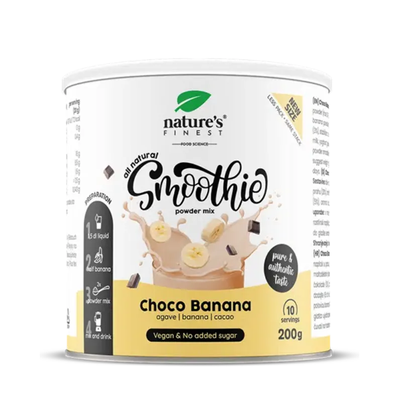 NATURE'S FINEST SMOOTHIE CHOCO BANANA Natūralus agavų, bananų ir kakavos glotnučio (smoothie) mišinys