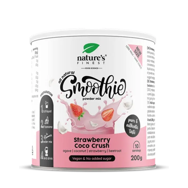 NATURE'S FINEST SMOOTHIE STRAWBERRY COCO CRUSH Natūralus agavų, kokosų, braškių ir burokėlių glotnučio (smoothie) mišinys NATURE'S FINEST SMOOTHIE STRAWBERRY COCO CRUSH Natūralus agavų, kokosų, braškių ir burokėlių glotnučio (smoothie) mišinys